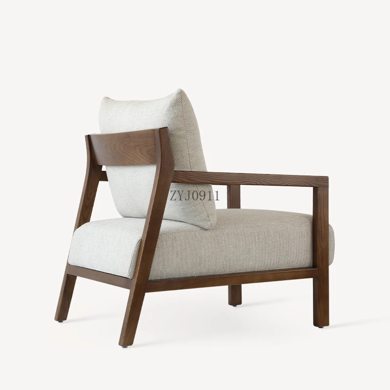 كرسي ترفيهي من الخشب الصلب إيطالي حديث وبسيط وبسيط لغرفة المعيشة وشرفة كرسي أريكة للضيوف