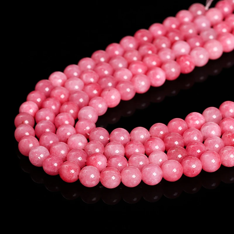 6 8 10mm Dyed Rose Red Color Chalcedony Bead Round Loose Spacer for Jewelry Making Diy Necklace Bracelet Accessory Finding 15