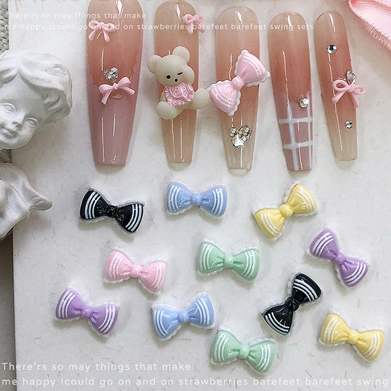 

30Pcs Sweet Girl's 3D Acrylic Nail Art Bow Charms Accessories Resin Parts For Manicure Decor Nails Decoration Supplies Material