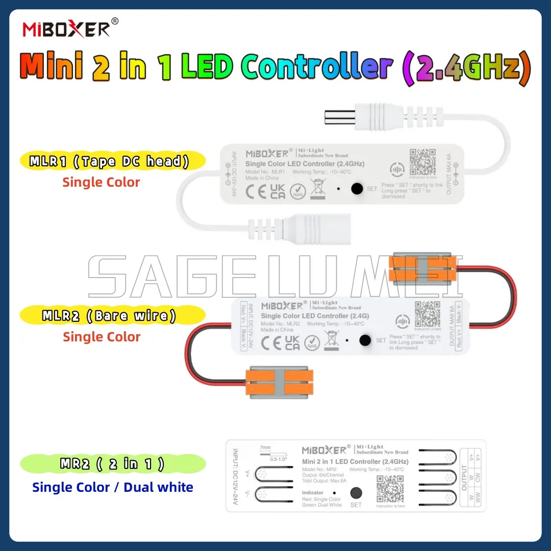 NEW MLR1 MLR2 MR2 2.4GHz Wireless WiFi Tuya APP Remote Dimmer for 2835 5050 LED Strip Light Mini Single Color LED Controller 6A