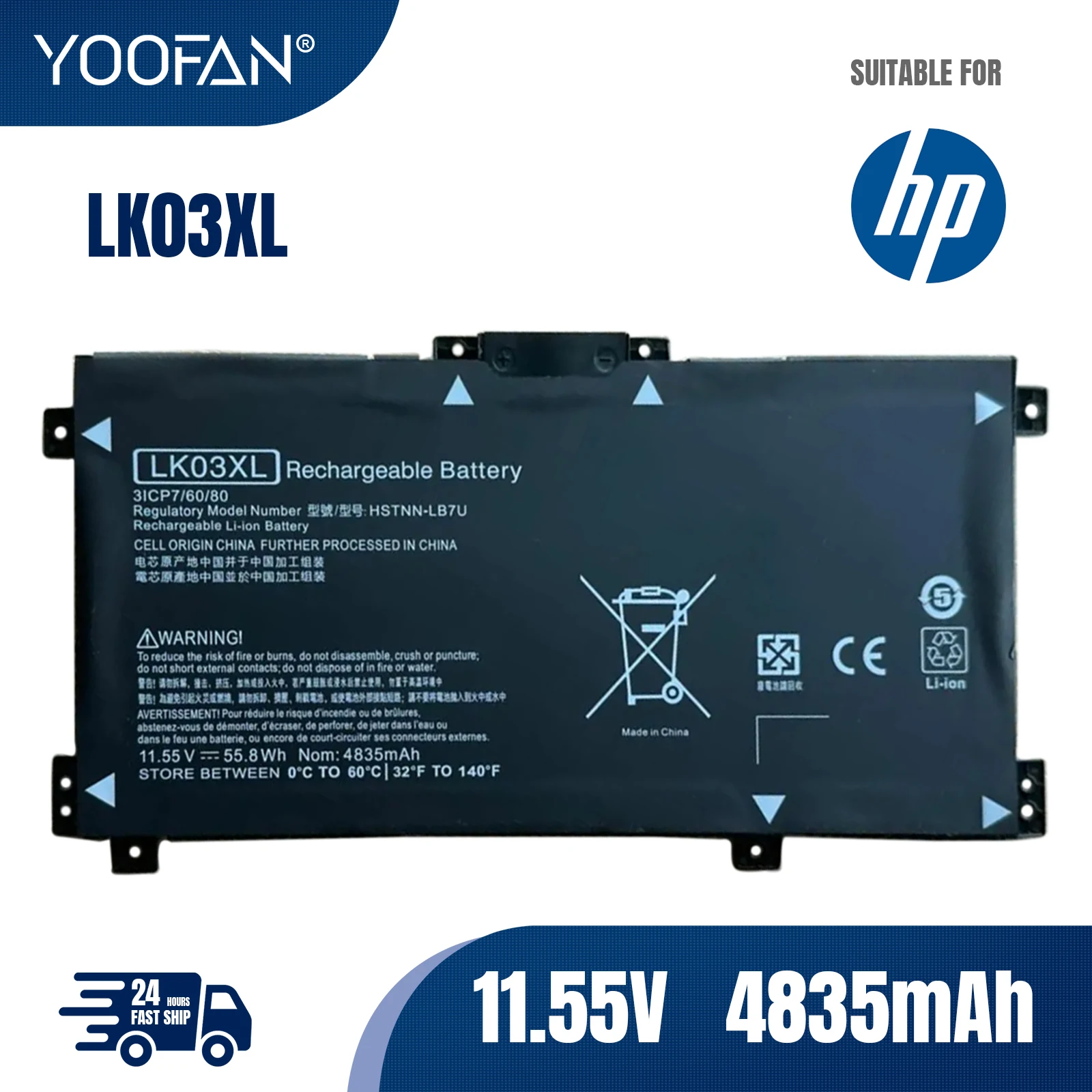 

YOOFAN LK03XL Laptop Battery For HP envy 15 x360 15-bp 15-cn TPN-W127 W128 W129 W132 HSTNN-LB7U HSTNN-UB7I HSTNN-IB8M LB8J