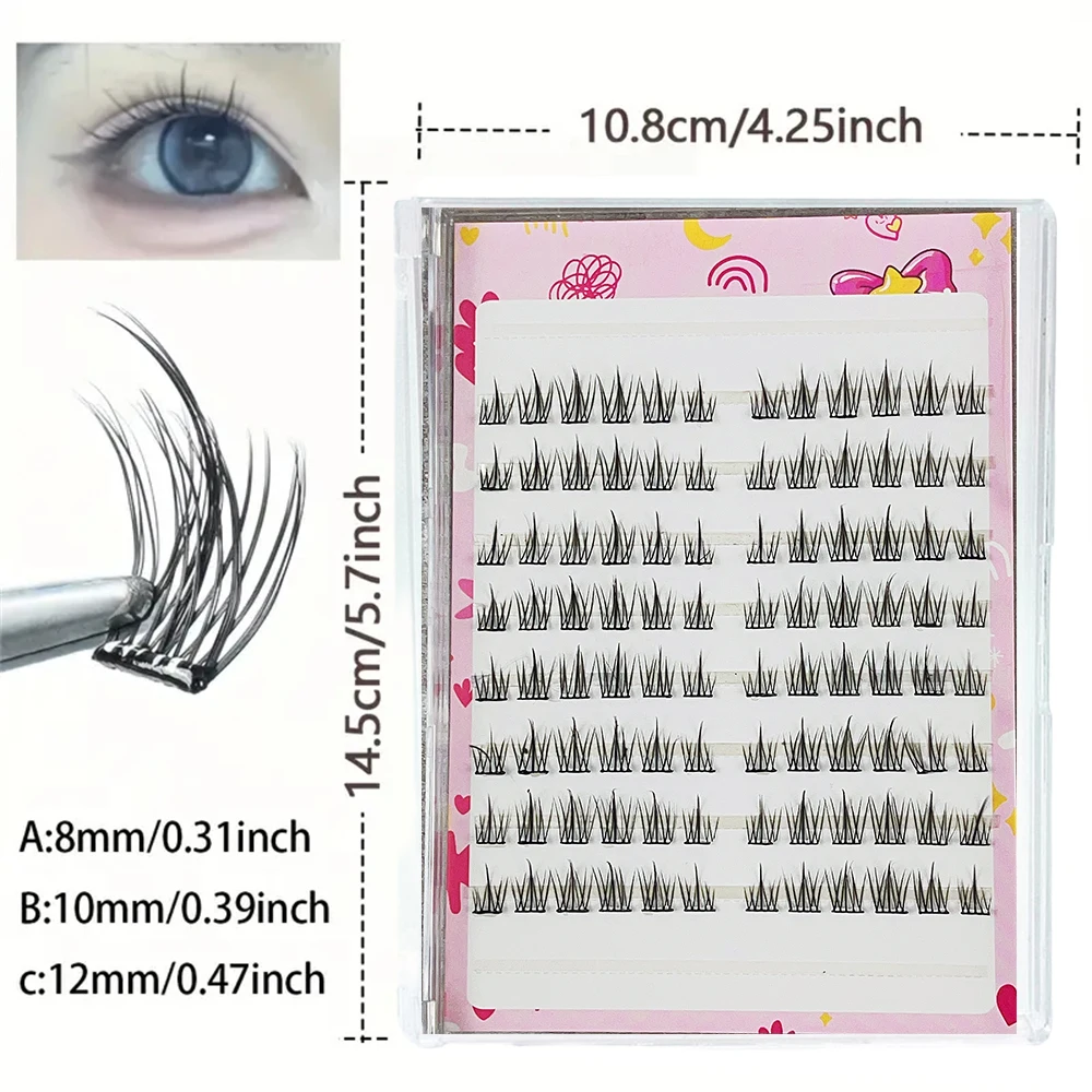 96 clusters of sunflower natural false eyelashes - 8 rows of large capacity, glue-free/non-stick design