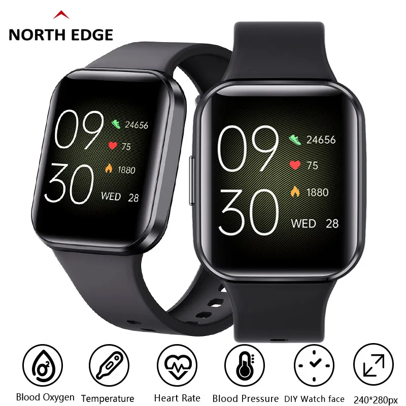 NORTH EDGE Smart Watch Men Breath screen display Full Touch Screen Sport Fitness Watch IP67 Waterproof Bluetooth For Android IOS