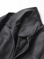 Ailegogo Streetwear Women Retro Loose Short Pu Faux Leather Jacket Spring Autumn Female Zipper Coat Vintage Moto Biker Outwear 2