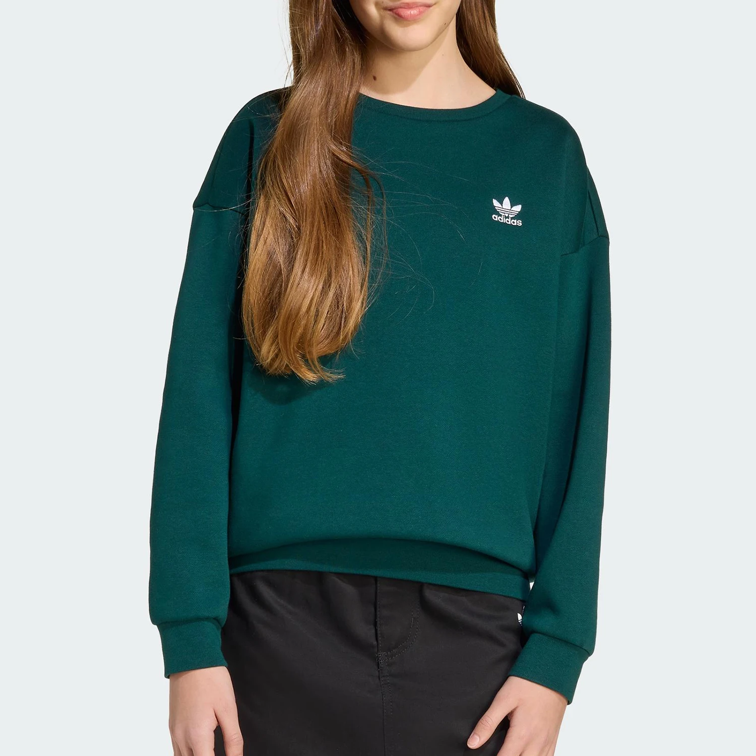 Sudadera deportiva duradera con cuello redondo para niños, con diseño de trébol de tres hojas, original de Adidas, JX2751