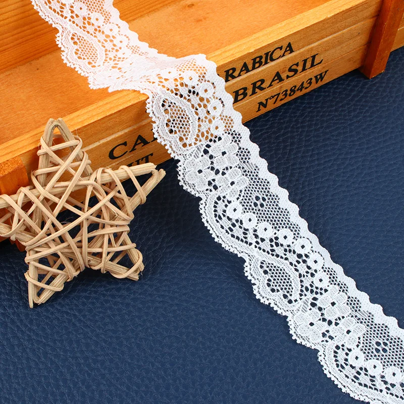 New 2-3cm White Lace Fabric 5 Yards Embroidery Trim Ribbon Brocade Fabric Craft  Eyelet Lace Trim High Quality Cotton Decoration