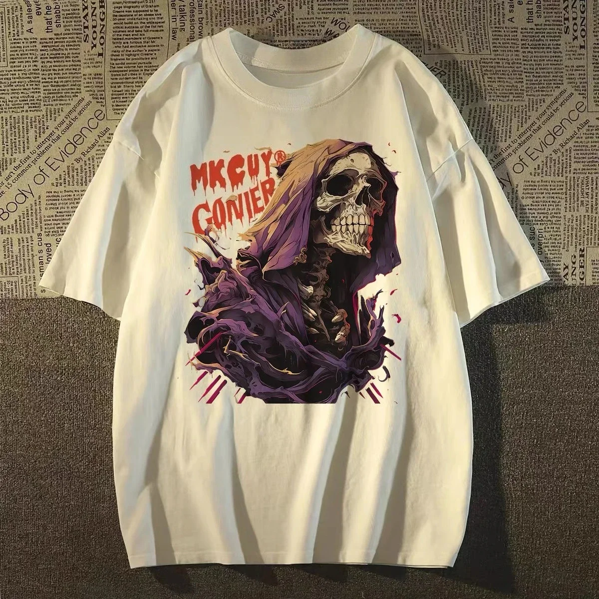 نمط جديد تنوعا الرجال والنساء نفس الأمريكية شارع العليا الجمجمة طباعة قصيرة الأكمام تي شيرت كبير الحجم ملابس للرجال