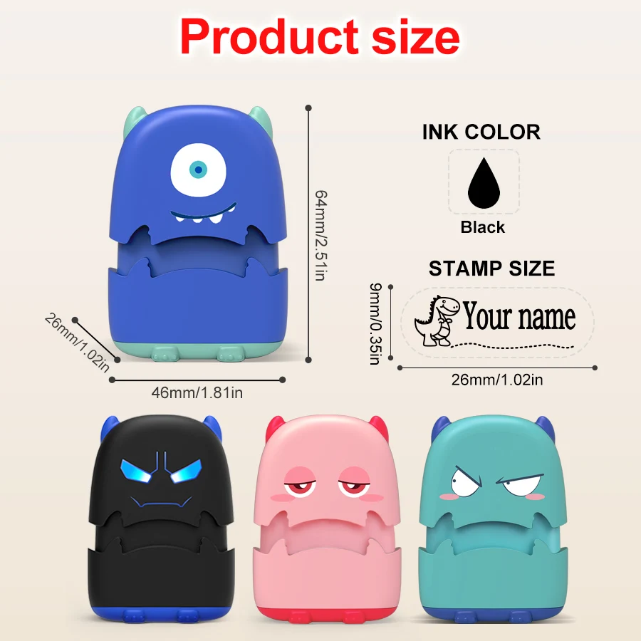 Sello de nombre personalizable para estudiantes: kit de sello impermeable de tamaño de viaje, con tinta ecológica, útiles escolares y juego de regalo aprobado por el maestro