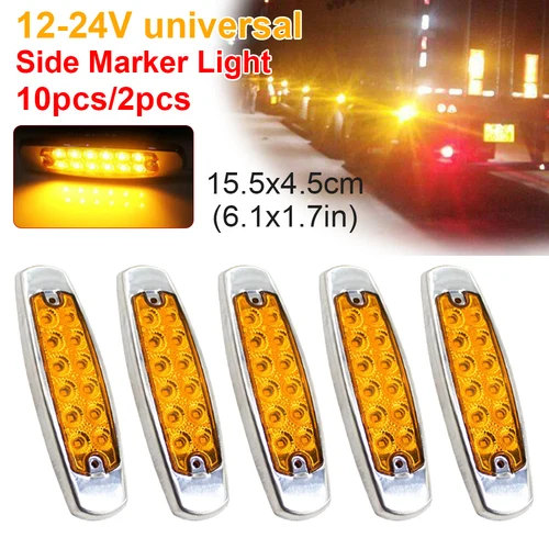 Imagen 2 del producto 10 Uds 12-24V LED 12LED luz de posición lateral de coche Universal para camión remolque camión caravana luz de liquidación impermeable