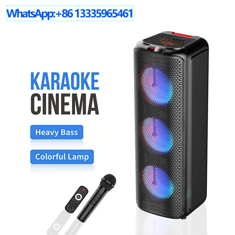 

ZQS8303 new three speakers lights bluetooth speaker wireless microphone outdoor portable large speaker
