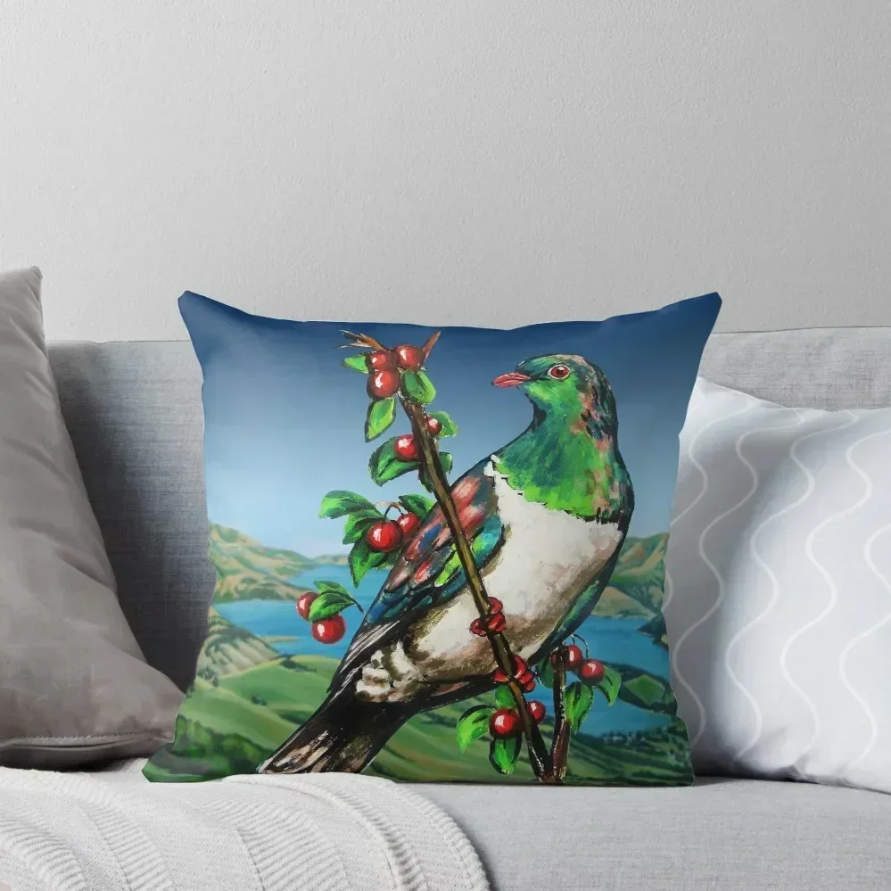 Kereru of Aotearoa, New Zealand Throw Pillow Embroidered Cushion Cover Sofa Pillow Cover Cushion Cover pillow