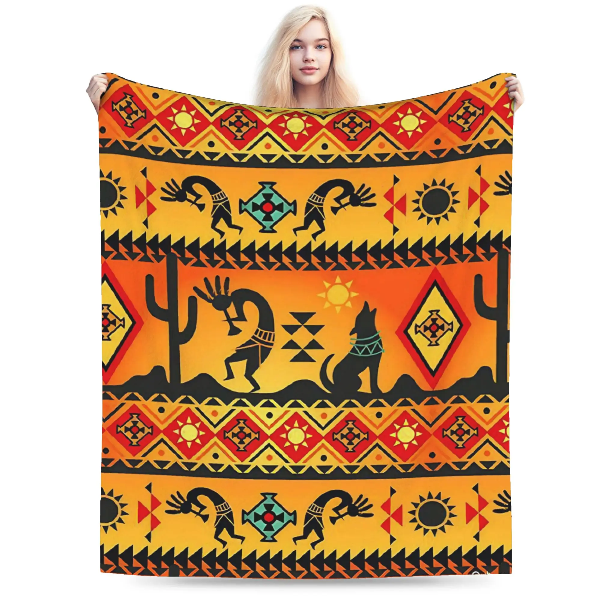 ART African Ethnic-Style Printed Blanket For Men Women Warm Cozy Fluffy  Throw Blankets for Living Room 50x60 Inches Multi-size