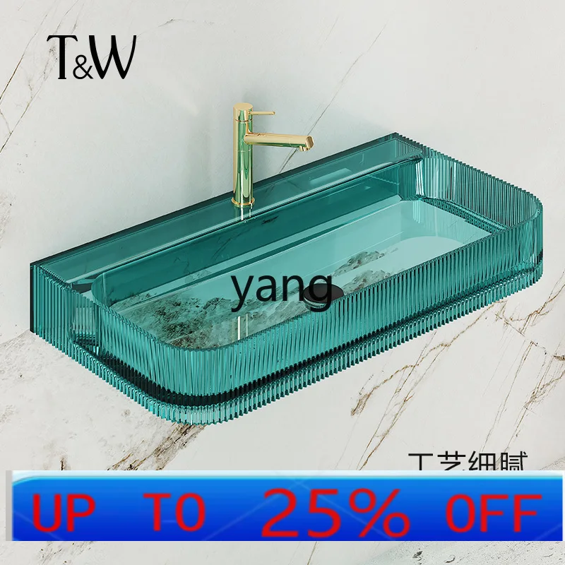 

LTT transparent resin hanging basin hand washing wall wall wall washing table bathroom small apartment color basin