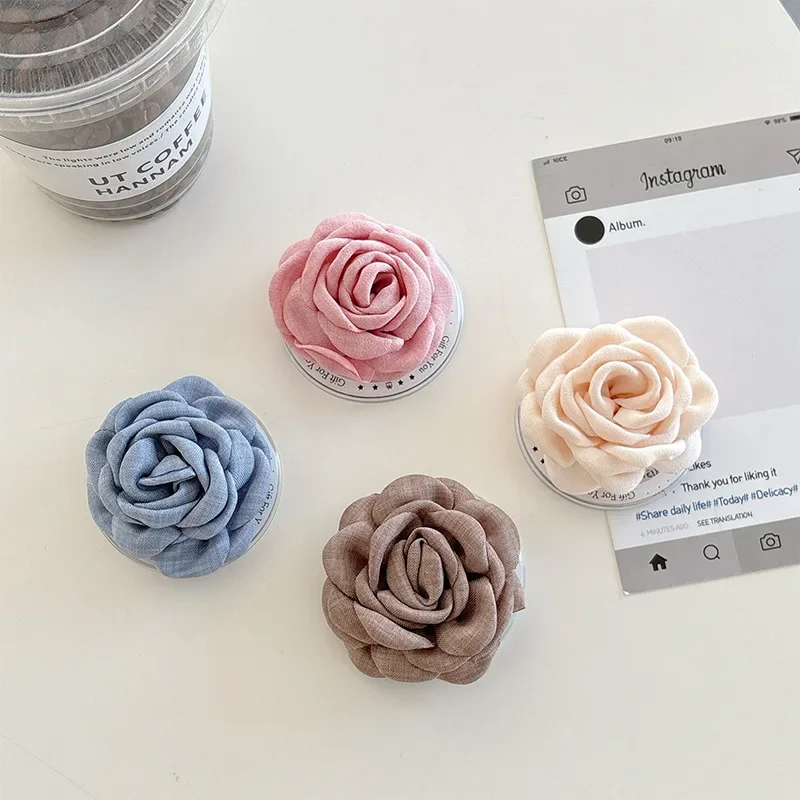 

Universal Fabric Camellia Flower Phone Griptok For Magsafe Magnetic Grip Tok Stand For iPhone Foldable Wireless Charging Case