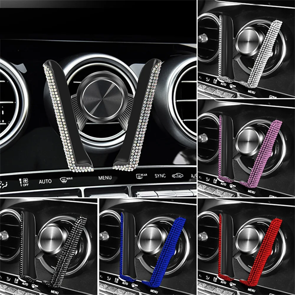 

Автомобильный держатель для телефона, модный алмазный воздуховыпускной отверстие, держатель для хранения приборной панели, навигационный кронштейн со стразами, авто интерьер