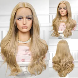 Blond Unicorn Lace Front Wig Gloden Blonde Wave Wig Hair Syntetyczne peruki dla kobiet Codzienna impreza Cosplay Włosy z włókna termoodpornego