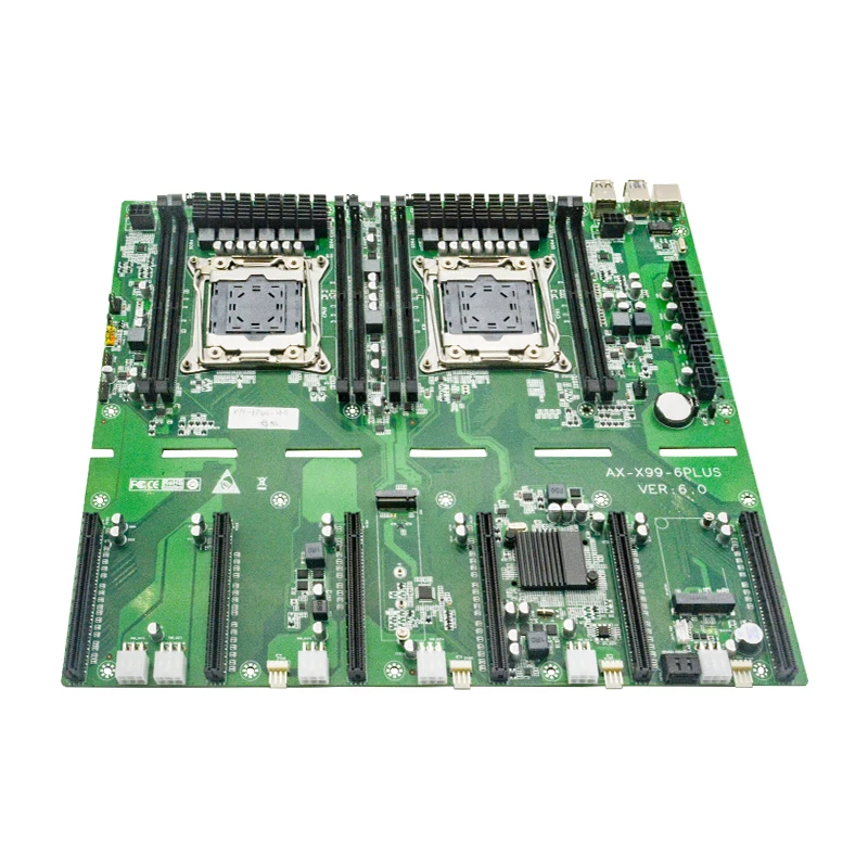 Placa base de ordenador para estación de trabajo, placa base de alta calidad Dual Xeon E5 LGA2011-3, LAN única 8 DDR4 SATA M-SATA 6 GPU PCI-E M.2