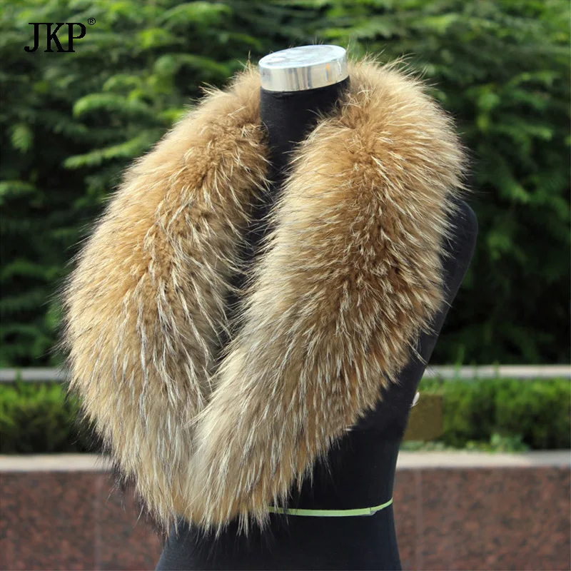 True Fox Fur Collar Scarf Raccoon Fur Large Shawl Cowhide Collar Down Jacket Collar