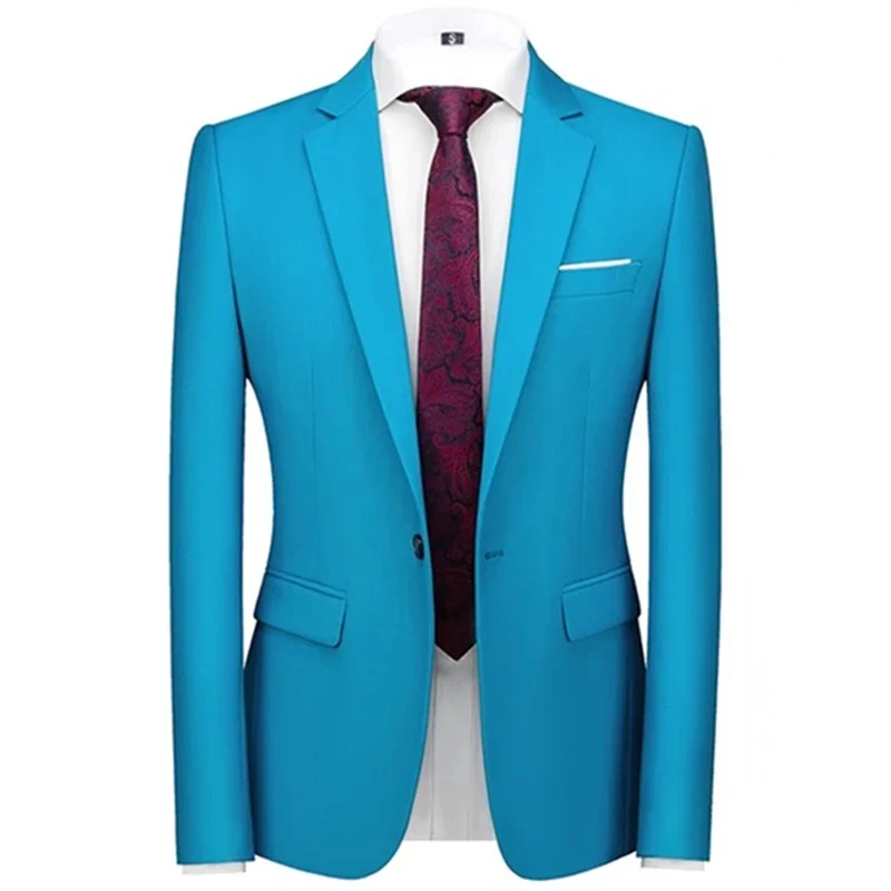 2023 Fashion New Men\'s Casual Boutique Solid Color Suit Coat / Men\'s Slim Fit High Quality Business Groom Wedding Blazer Jacket