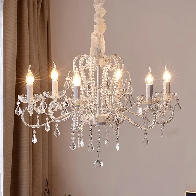 Court style retro French princess room chandelier light luxury American villa dining room living room master bedroom