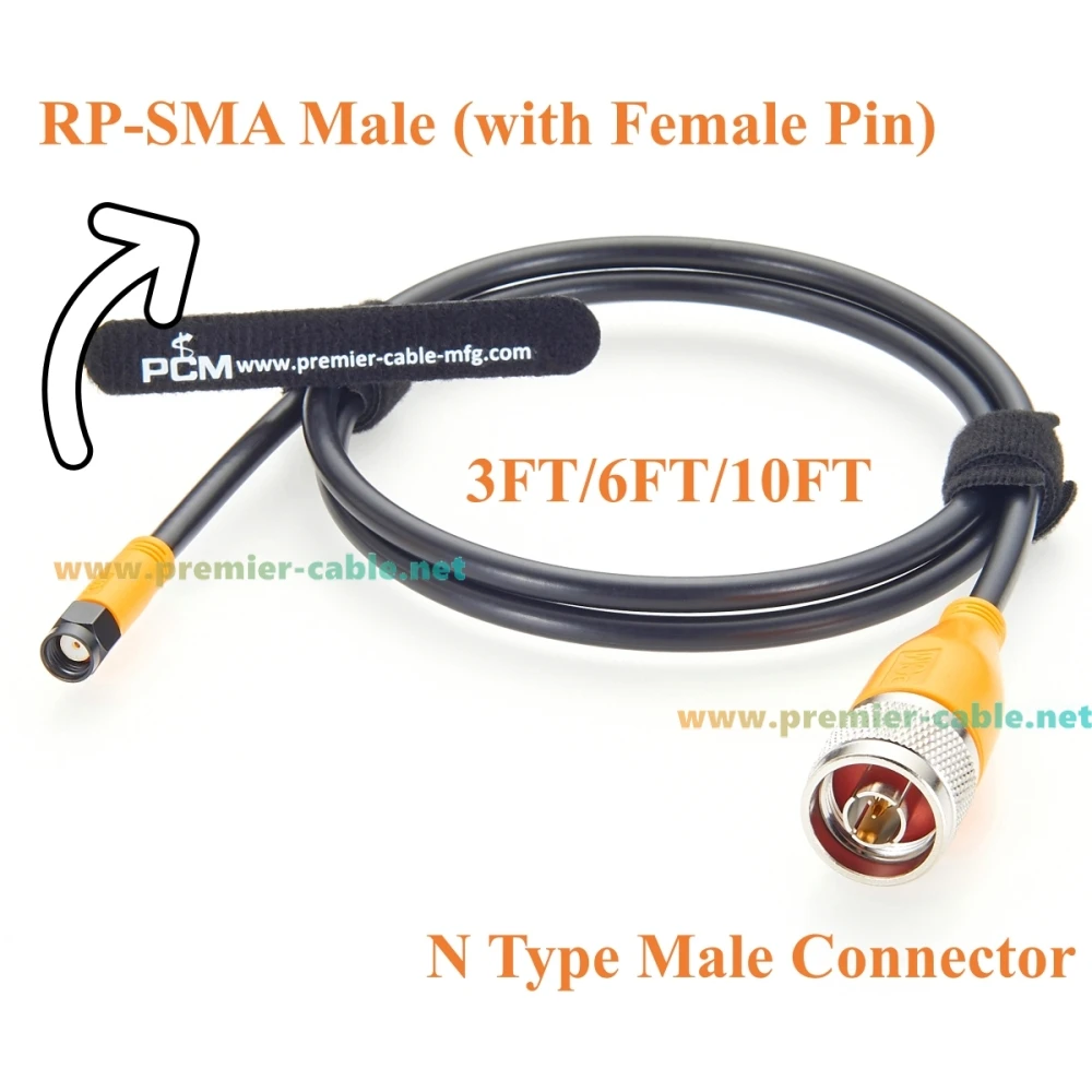 RP-SMA Male to N Male RG58 Coaxial Cable 50 Ohm Low Loss RF Antenna Cable for WiFi Router, 4G/5G LTE, Signal Booster, GPS