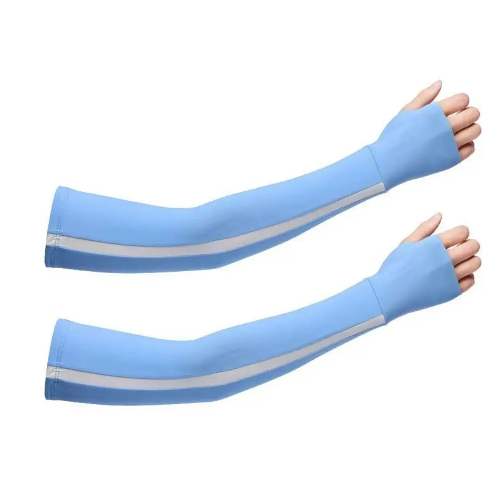 Велоспорт Вождение Бег Ледяной шелк Рукава Защита от солнца Солнцезащитный крем Налокотник Анти-УФ-перчатки без пальцев