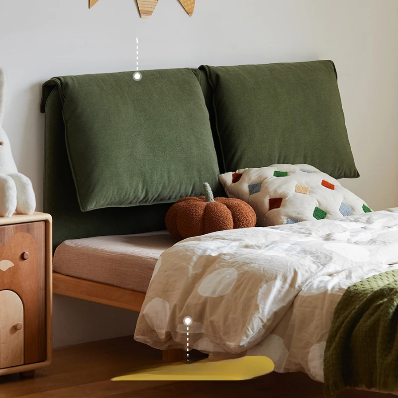 Small apartment boys and girls 1.5 flush edge children's bed suspended Japanese beech children's room