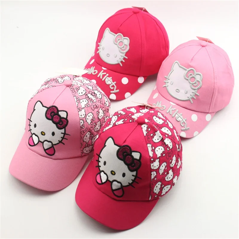 Sanrio Hello Kitty Cartoon Bordado Chapéu de Beisebol, Chapéu Infantil, Moda Anime, Brinquedo, Sombrinha Chapéus, Bonito, KT Gato, Língua de Pato, Presentes