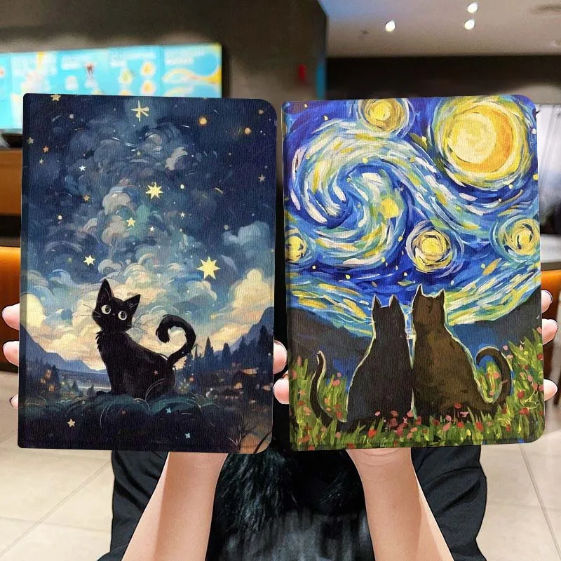 

Sky Oil Painting Cat Owl For Honor Pad 8 V8 9 GT MagicPad 13 3 2 Tab MatePad Pro Air 12 X 12.6 Foldable Tablet Case Gift