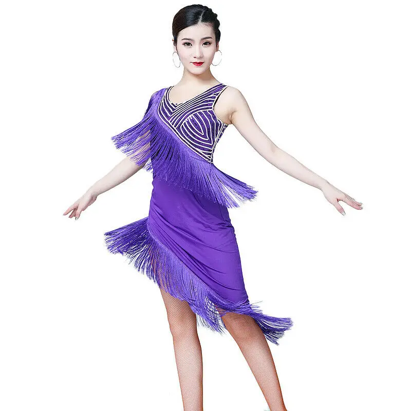 

Woman Sexy Latin Dance Dress Competition Tango Rumba Ballroom Dance Performance Wear Ladies 1920s Flapper Dress Latin costume