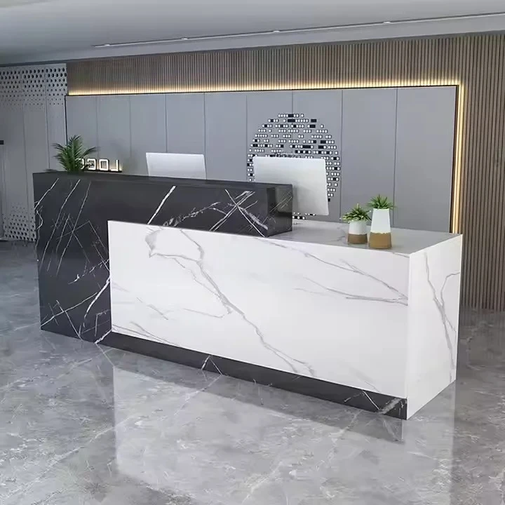 

Modern Design Wood Multipurpose Special Shape Front Desk Hotel Company Front Desk Cash Register
