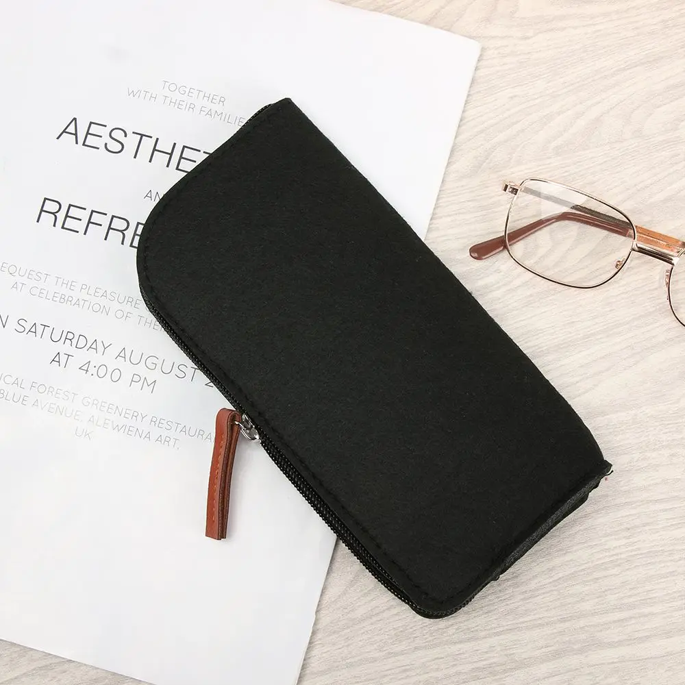 Multifunctional Wool Felt Cloth Zipper Portable Glasses Case Bag Sunglasses Case Box Soft Portatives Protector Eyeglasses Pouch