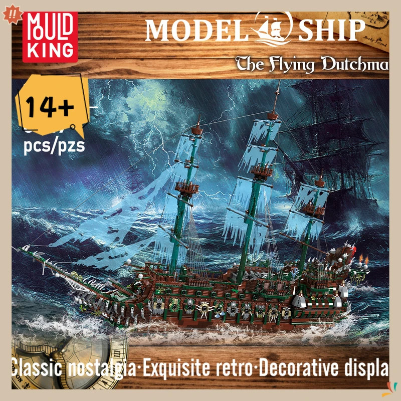 

Mold King 13218, пиратский корабль, модель летающего голланца, наборы строительных блоков, креативные кирпичи MOC, игрушки для детей, рождественский подарок