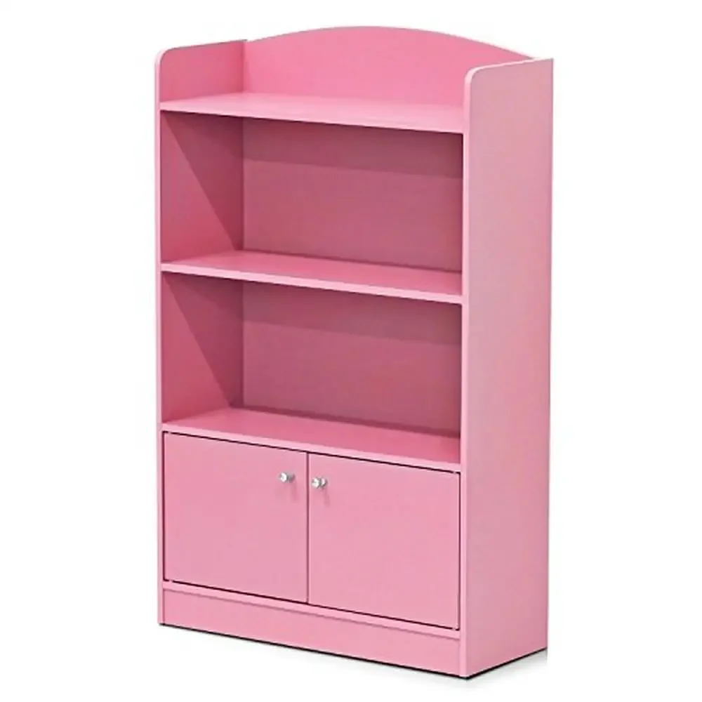 

Wood Book Storage Open Shelves Closed Cabinet Pink Decor Office Dorm Room Rectangular Tiered Shelf Mounting Freestanding