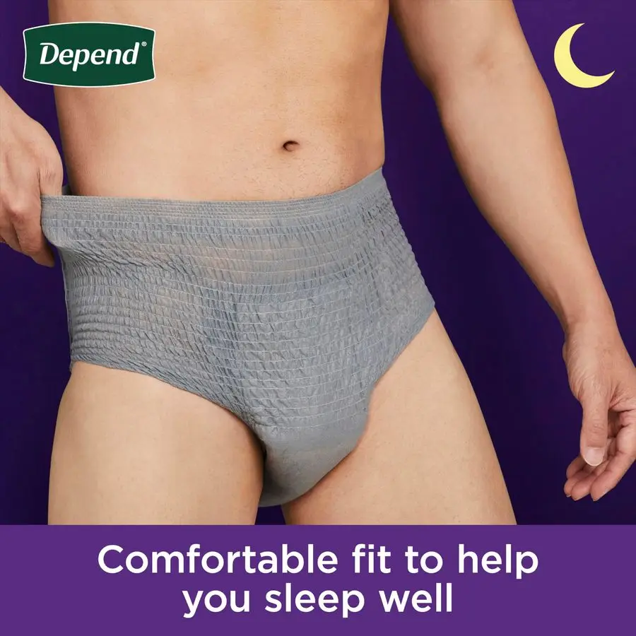 Night Defense Adult Diapers, Incontinence Underwear for Men, Disposable, Overnight, ExtraLarge, Grey, 48 Count 4 Packs of 12, Pa