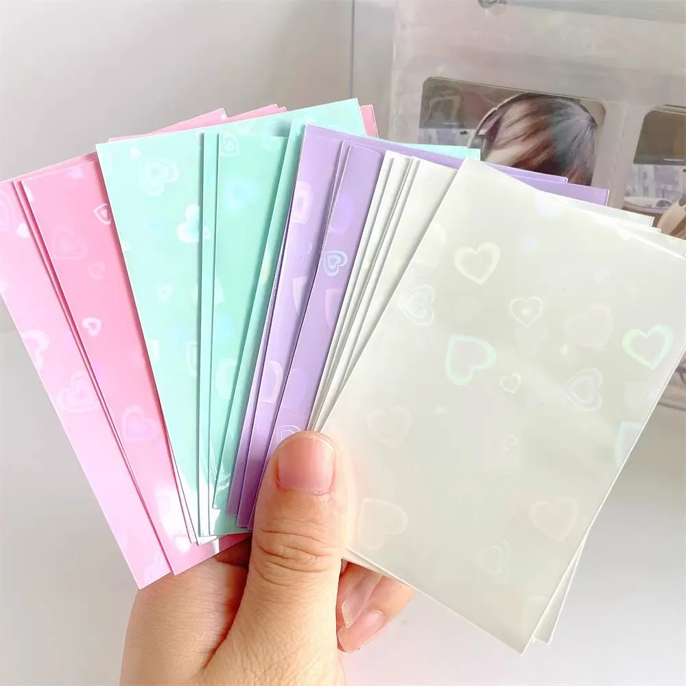 50pcs/pack Glittery Love Heart InsToploader Card Photocard Holder Idol Photo Sleeves Cards Protective Storage Case Card Film