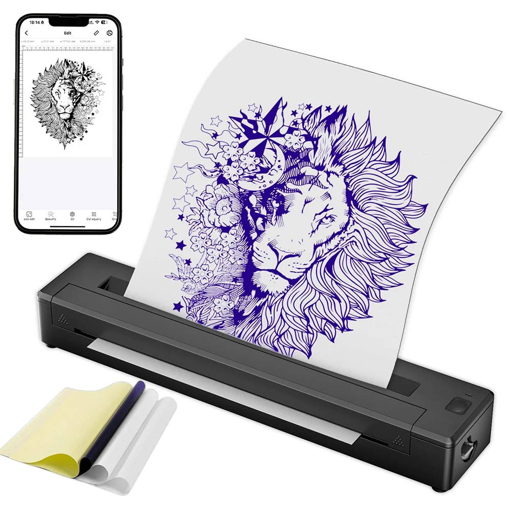 

Wireless Tattoo Stencil Printer Portable Bluetooth Tattoo Transfer Machine Kit for Realistic Portraits
