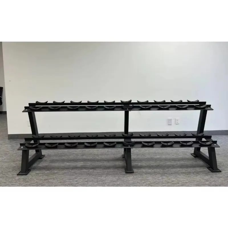 

Двухуровневая стойка для хранения гантелей для домашнего спортзала, полный комплект, прочная металлическая конструкция, для фитнес-оборудования в помещении, лучший выбор