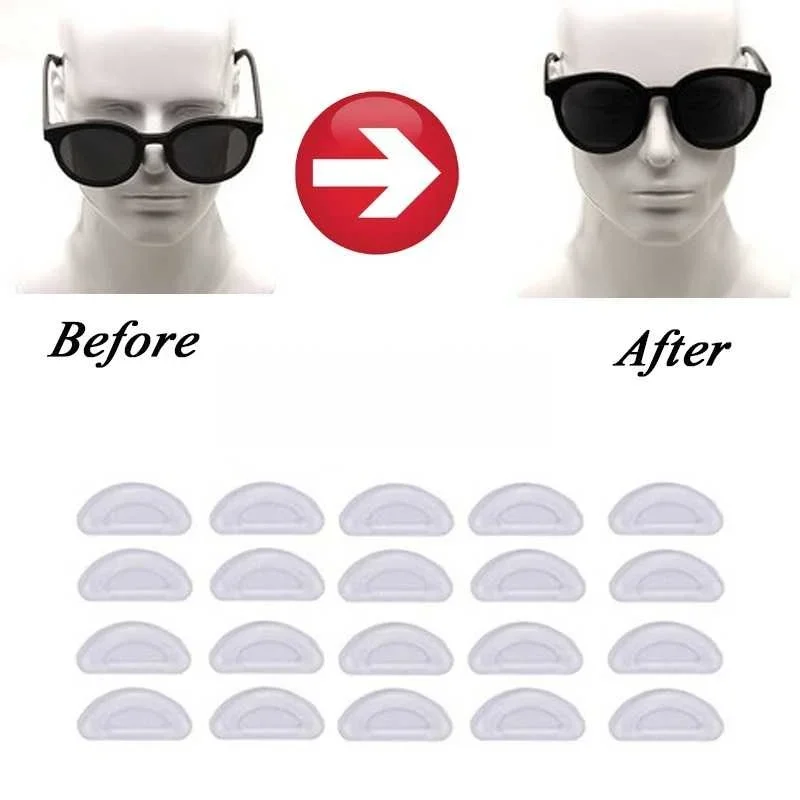 Almohadillas Adhesivas de silicona para la nariz de gafas, accesorios transparentes antideslizantes, 10/20 unidades