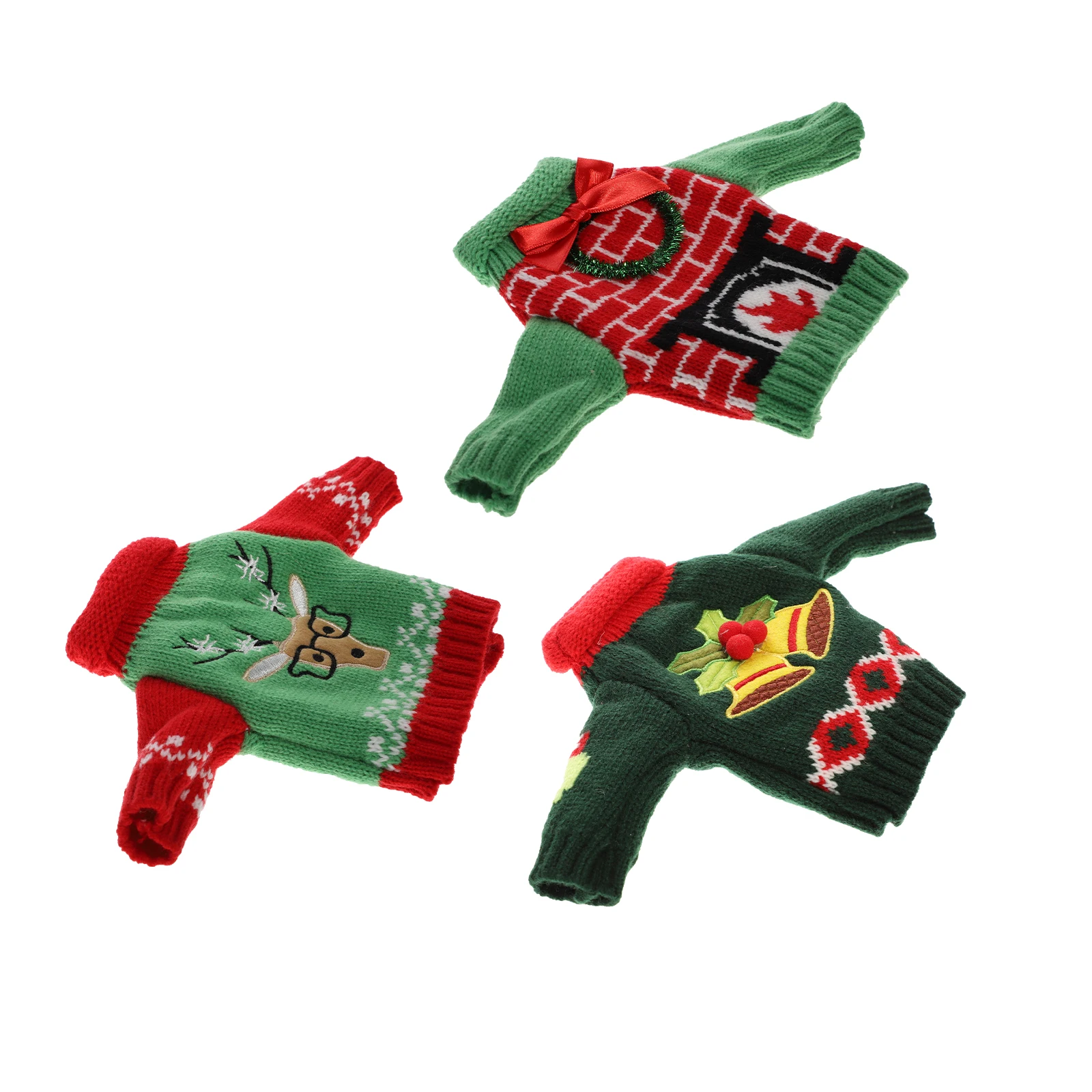 

3pcs Christmas Wine Covers Knitted Bottle Sleeves Festive Holiday Decor For Home Party Hotel Restaurant Xmas Bottle Protector