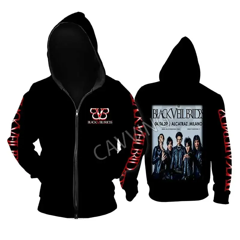 Sweats à capuche College Black Veil Brides Band, Hoodies Zipper, Kt Metal Rock, Haut gothique, Harajuku Cotton, Vêtements unisexes, CC2, Nouvelle mode