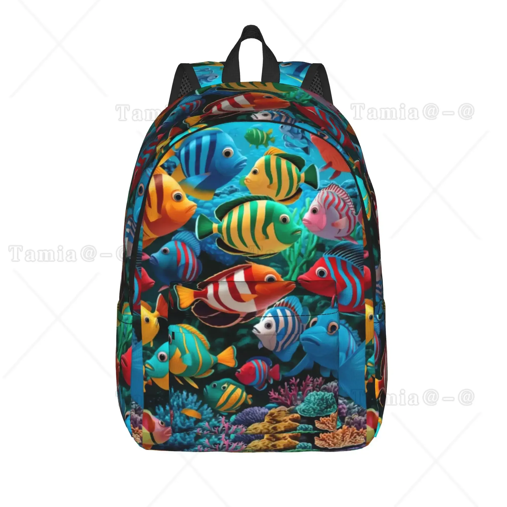Novel Fun Bright Underwater Tropical Fish Backpack  Travel Backpacks Teen Elegant School Bags Colorful Print Rucksack