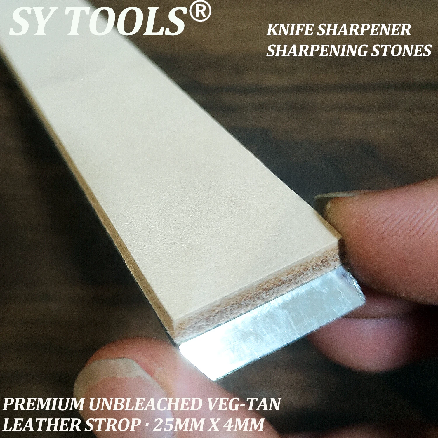 4mm Thick Apex Knife Sharpening Leather Strop Stone 25mm With Aluminum alloy Blank  Compound 15G
