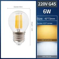 1-10PCS LED Filament Bulb E27 E14 G45 4W 6W Warm White AC220V Dimmable Glass Shell 360 Degree Edison Retro Candle Light Blubs