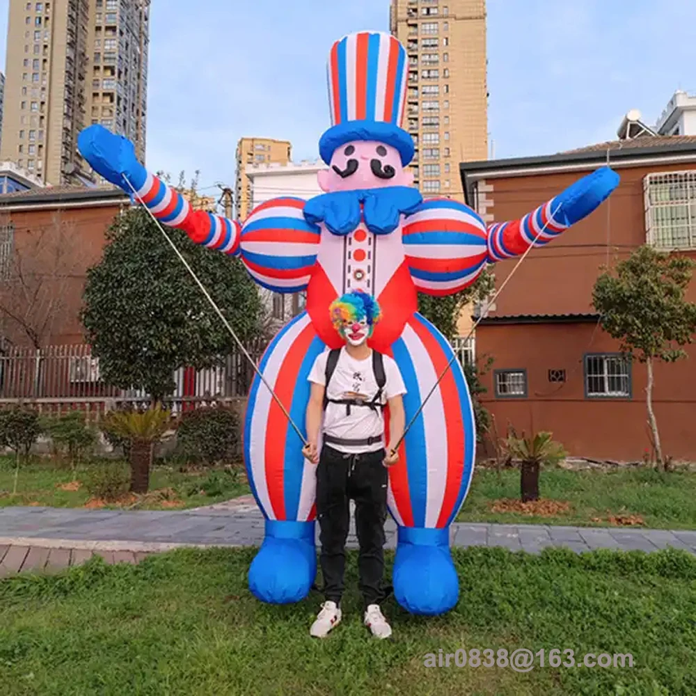 Moving Inflatable Clown Puppet Costume With Blower Backpack Event Walking Inflatable Cartoon Puppet For City Parade Decoration