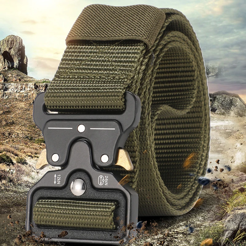 Men Metal Male Tactical Belt Men's Military Canvas Belts Big Size Outdoor Sport Tactical Military Nylon Belts 125cm 3.8cm