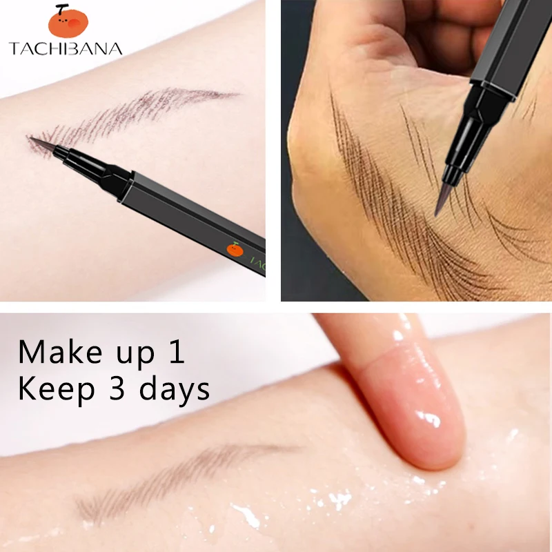 Liquid Eyebrow Pencil 0.01mm Soft Brush Waterproof Long Lasting Microblading Ultra Fine Brown Eye Brow Liner Pen Makeup