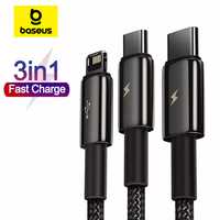 Baseus 3 in 1 USB Cable for iPhone 14 Pro Max Micro Type C USB Cable for Xiaomi Red mi note 9 Samsung S23 Fast Charging Cord