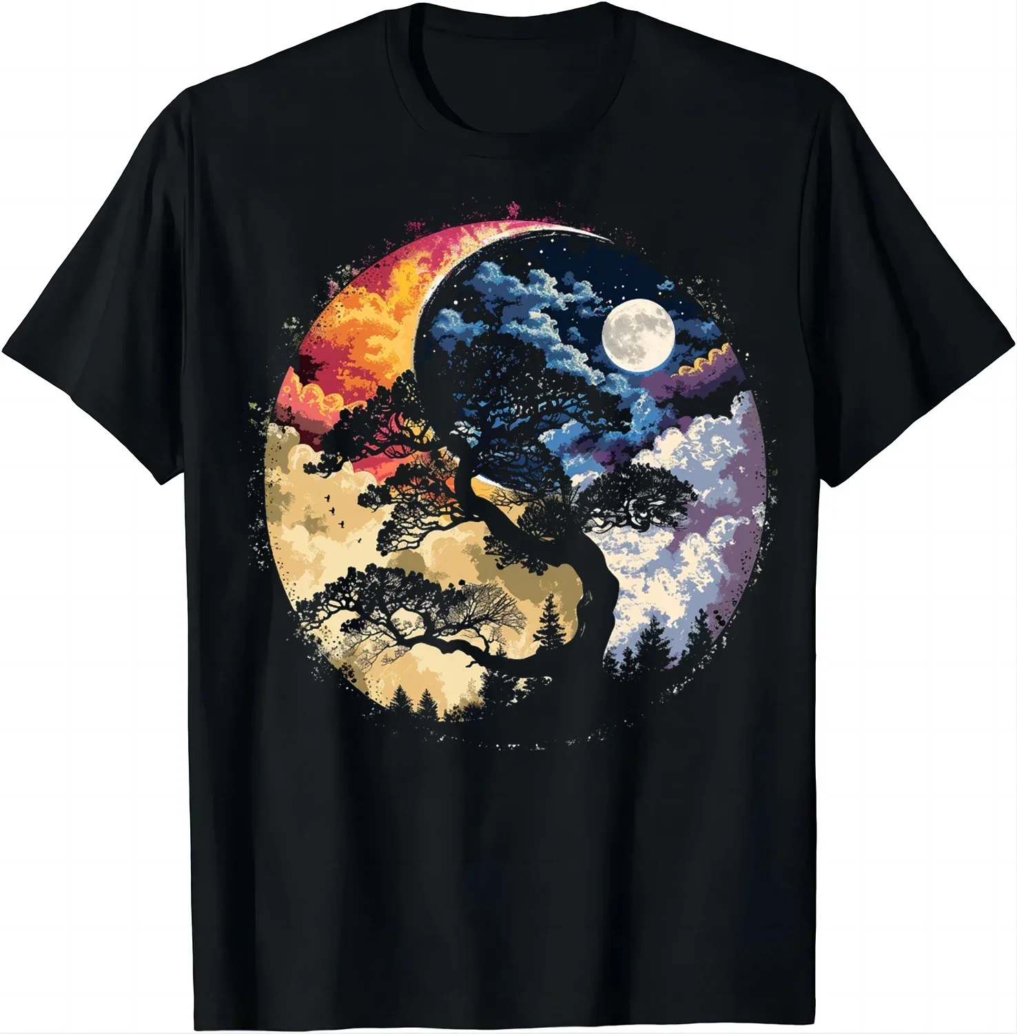 Harmonious Clothes Shirts for men  raphic T Shirts LE Tree of Life Yin Yang T-Shirt Chinese Yin Tai Chi yang Means cotton tops