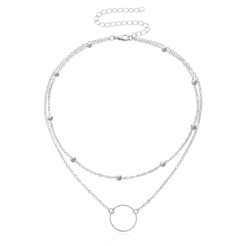 Simple Rings Pendant Necklace Exquisite Fashionable Collarbone Accessories For Birthday Gift